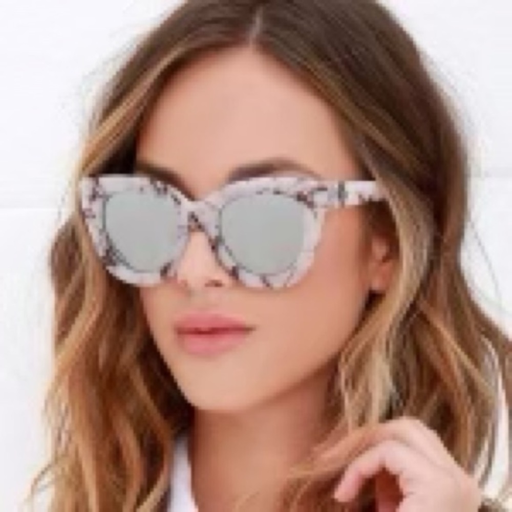 Quay Australia Sunglasses Sugar Spice Marble Cat Eye Tint Mirror